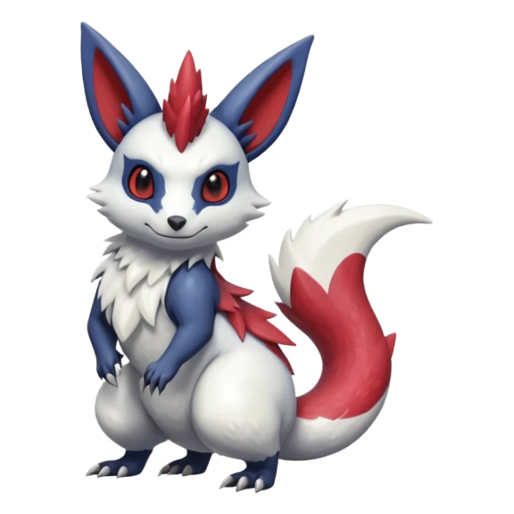 Scaly furry cute realistic painted smooth glossy Zangoose-Salandit-Minccino-Absol-fusion sticker