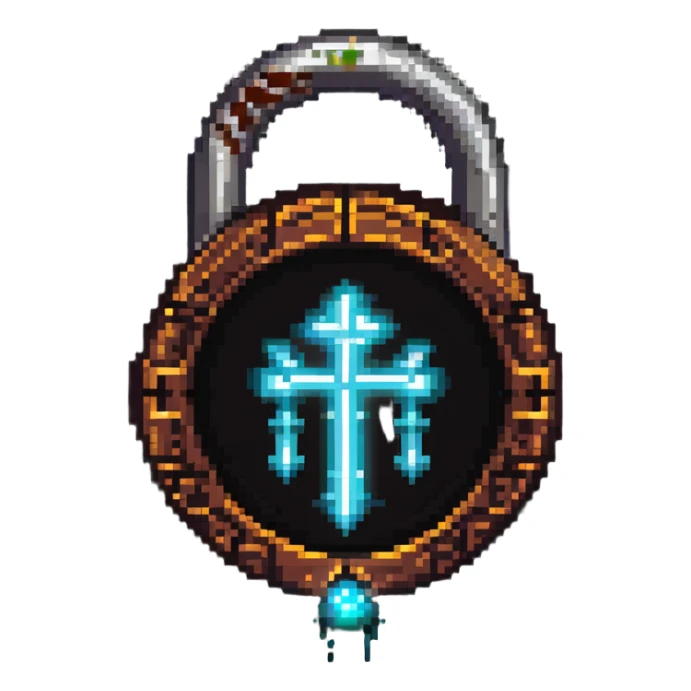 A fantasy magic lock with runes and glowing magical aura sticker