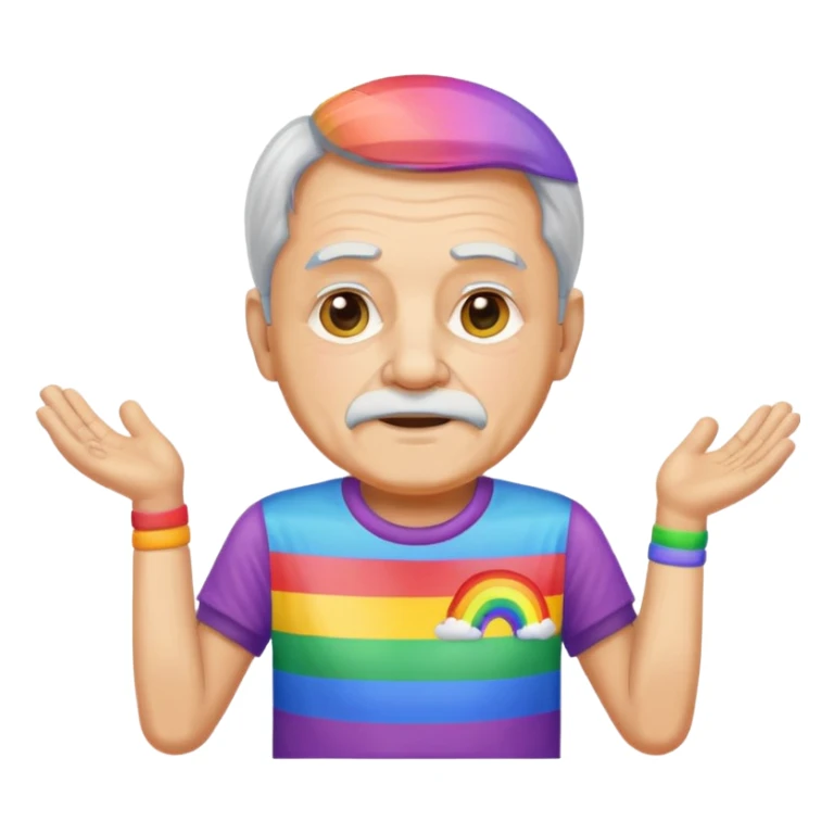 old man with rainbow colored t shirt sticker