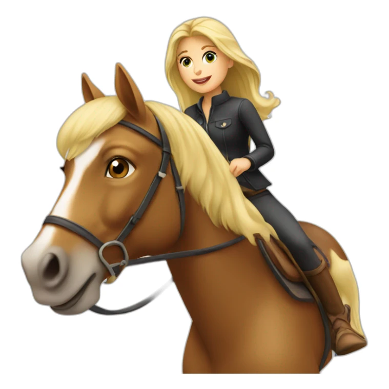blonde girl riding a horse sticker