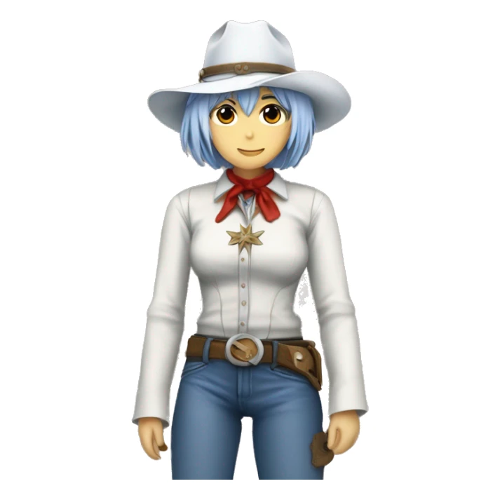 Rei ayanami in a cowboy costume sticker