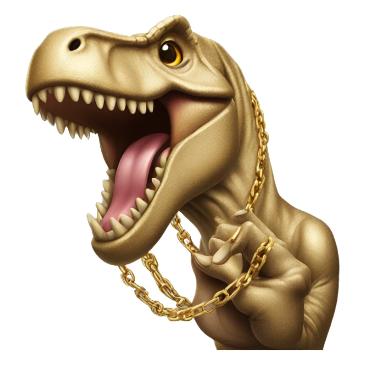 Trex wearing a gold chain holding up the middle finger  sticker