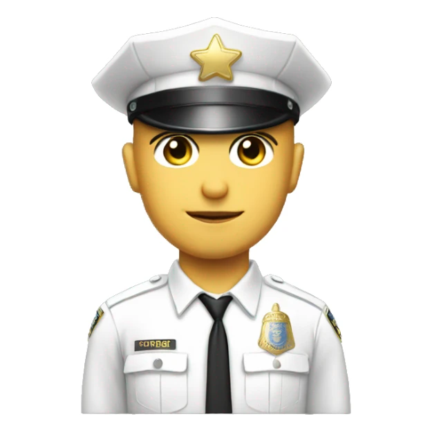 A WHITE Police man bald with cap with Big ANGEL WINGS sticker