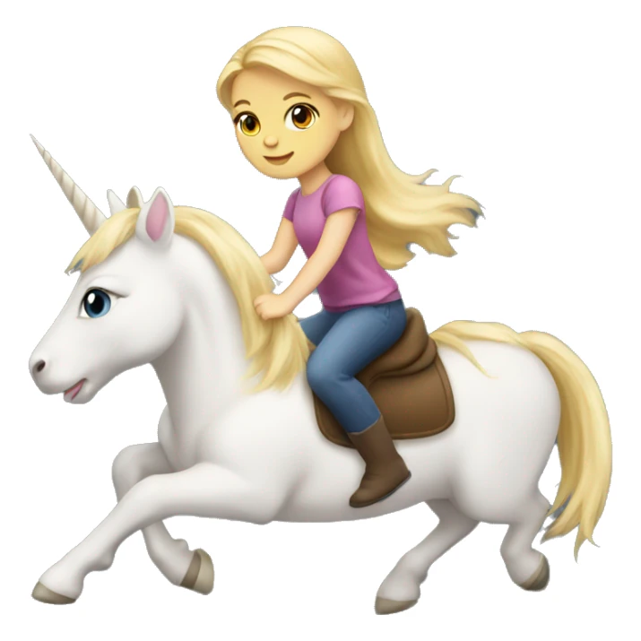 Blonde haired girl riding a unicorn cat sticker