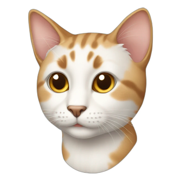 white and light brown cute male cat sticker