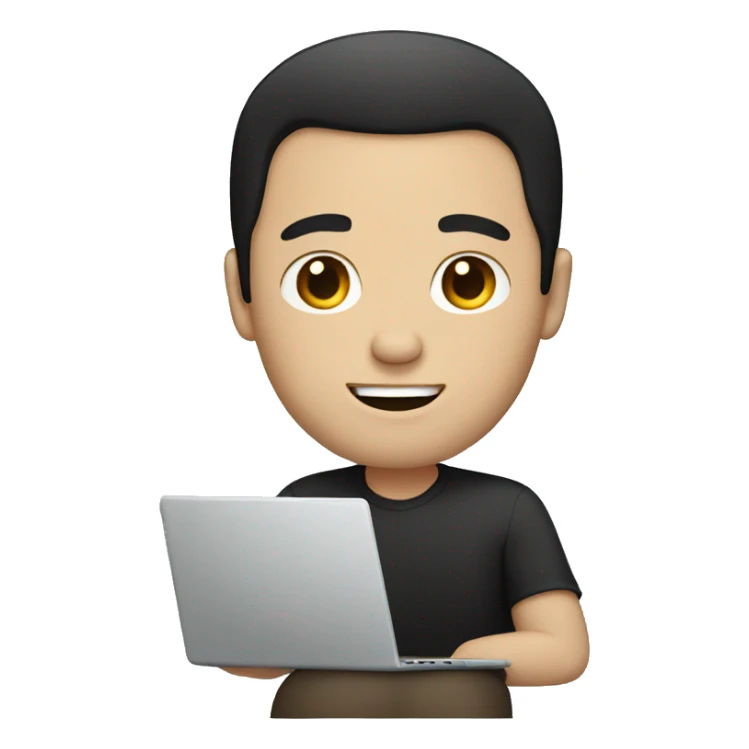 white man with black hair on his laptop sticker