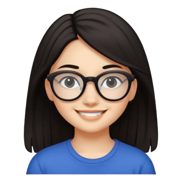 ragazzina di 16 anni mora capelli lunghi con occhiali neri sticker