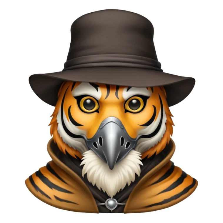 Tiger plague doctor with mask and hat sticker