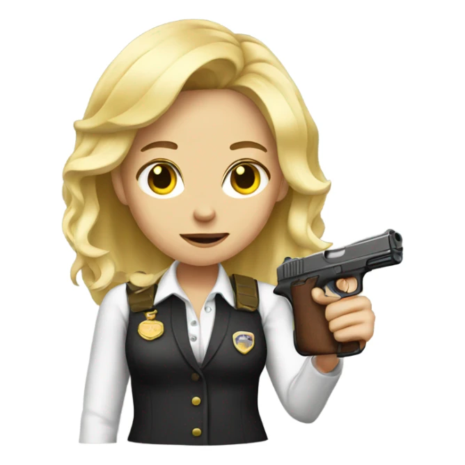 blonde girl whit pistol sticker