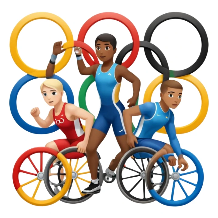 paralympic games with disable athletes with the olypic rings sticker