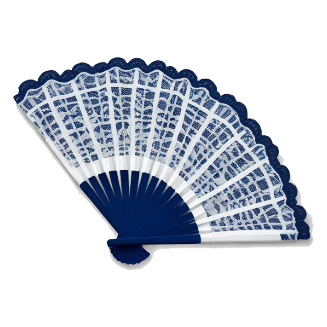 Navy blue and white lace hand fan sticker