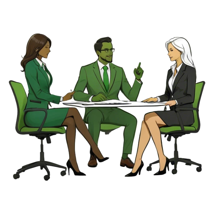 two women one men lawyer meeting sticker