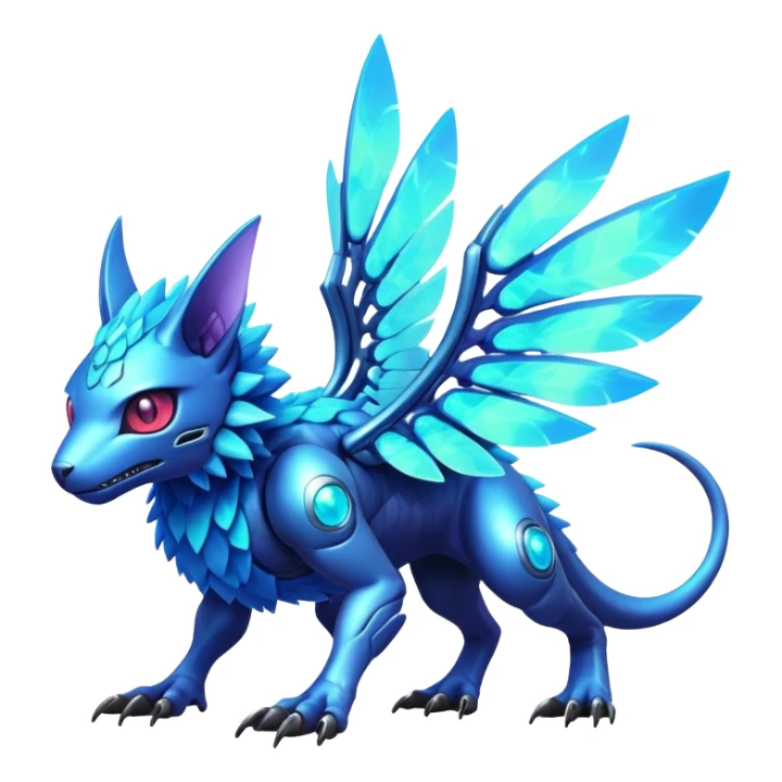  exotic colorful futuristic modern cyber-Fakémon-Digimon-Trico-Vernid-creature sticker
