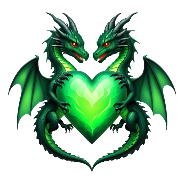 Black and green dragon hearts sticker
