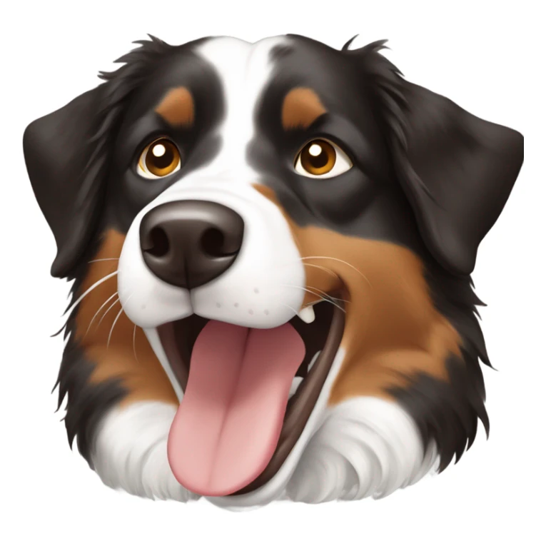 Black and brown and white Australian shepherd with open mouth sticker