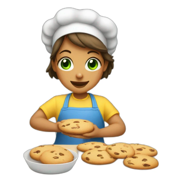  girl green eyes baking cookies sticker