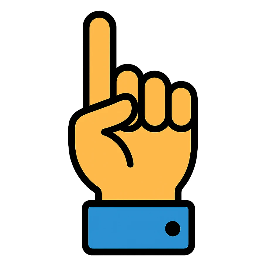 hand with index finger pointing colored icon sticker