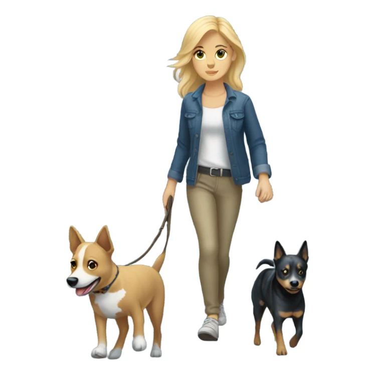 Blonde girl walking a blue heeler sticker