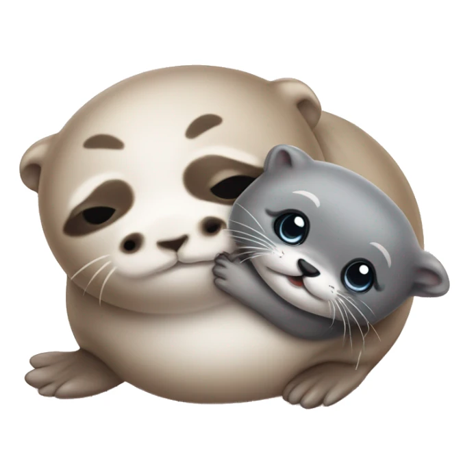 cute baby seal with cute baby otter sticker