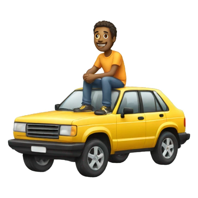 man sitting on top of car sticker