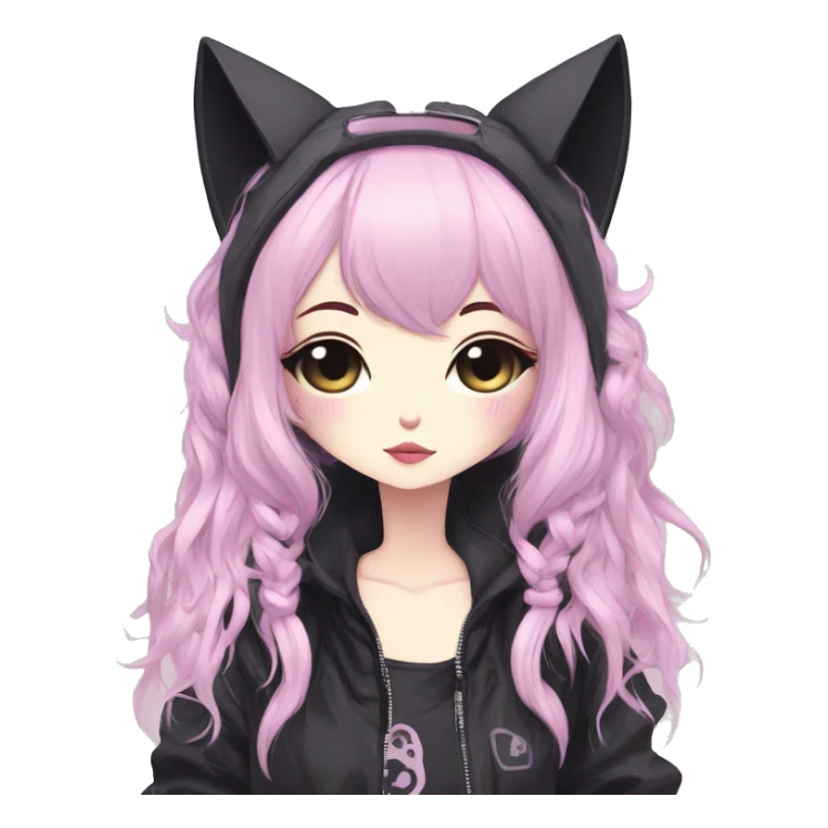 Edgy Kawaii Cute Cool Pastel Cartoon Beautiful Elegant Pretty Anime Punk Techwear Gothic Catgirl sticker