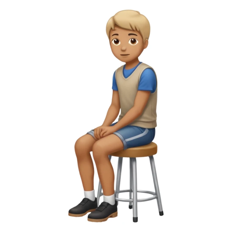 a person sitting on stool moving full backward head. sticker