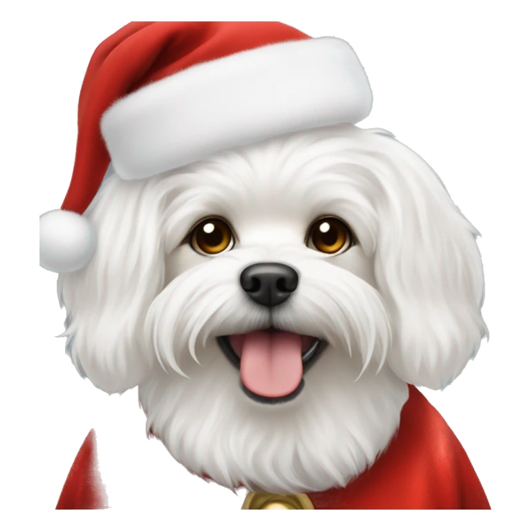  white maltese dog and Santa Claus  sticker