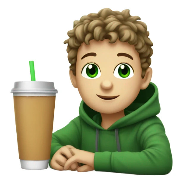 boys enjoying warm drinks w green eyes sticker