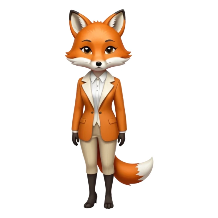 extremely sad anthropomorphised female fox in stylish outfit, no sunglasses, very sad and crying, heavy frown, looking to the left, full-body view sticker