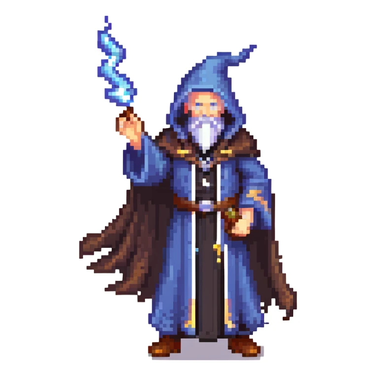 wizard casting lightning spell, heavy metal aesthetic, dark robes sticker
