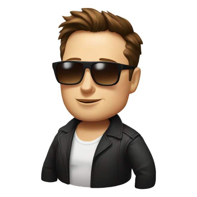 Elon Musk wearing sunglasses and fat sticker