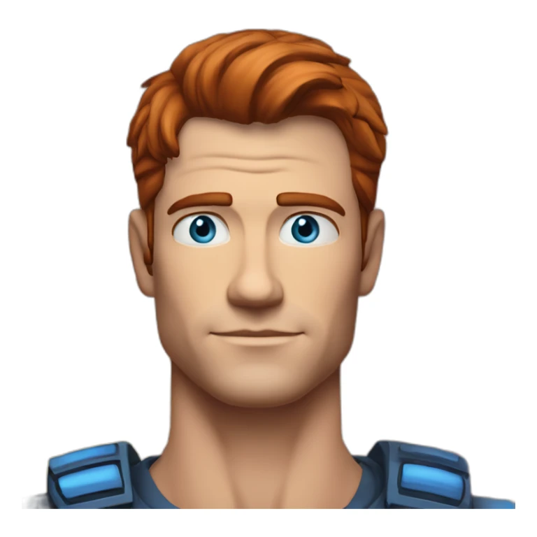 Ryan mycpartlin Space captain Blue eyes neatly combed back red hair handsome chiselled jaw sharp cheekbones sticker