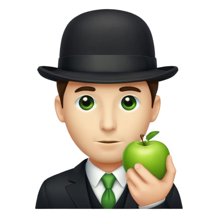 Magritte “the son of man” with green apple instead of head sticker