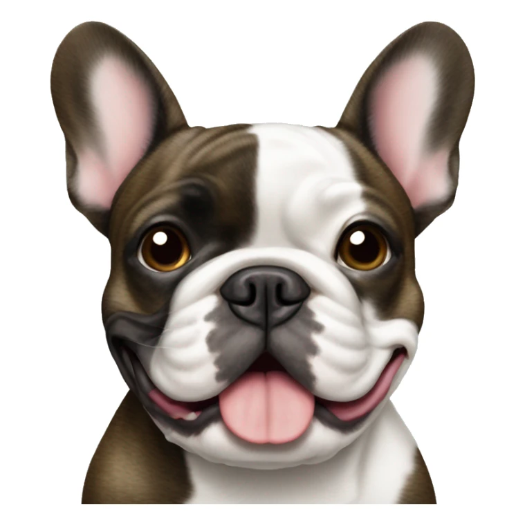 Brindle French bulldog with white mouth sticker