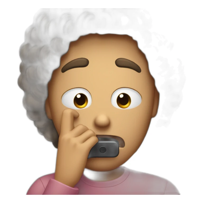 exasperated person holding a phone vertically in front of their face sticker