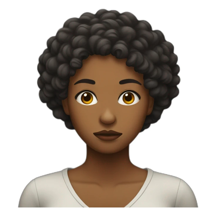 black woman upset and frowning curly hair sticker