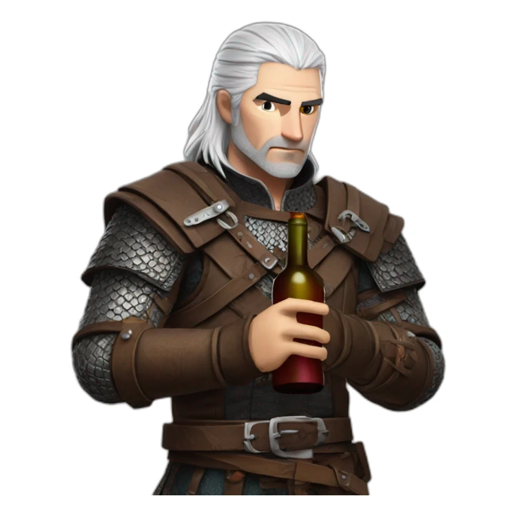 Geralt of Rivia with a bottle wine  sticker