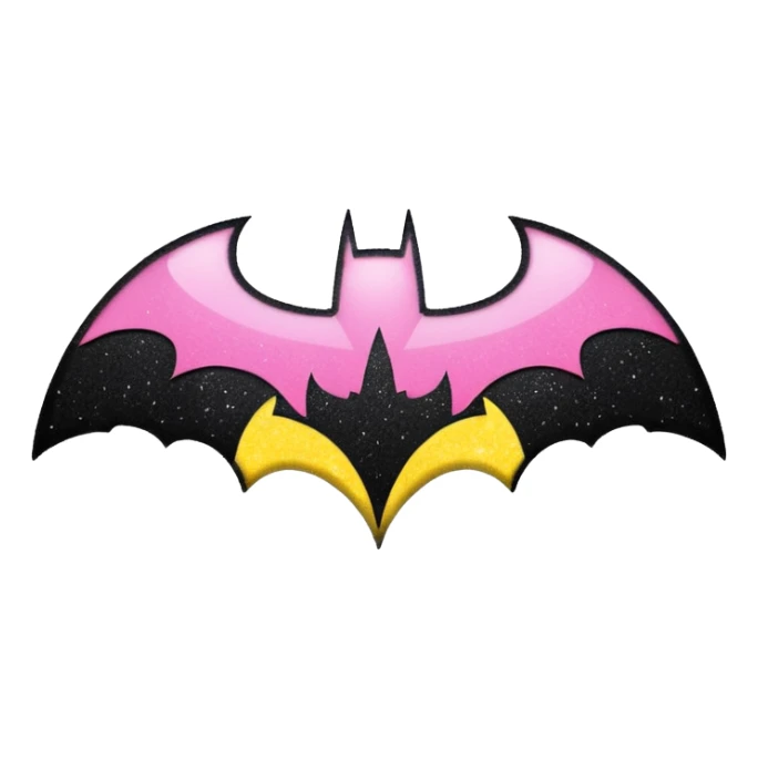 Make a batman logo emoji (girly) it should be black yellow and pink. sticker