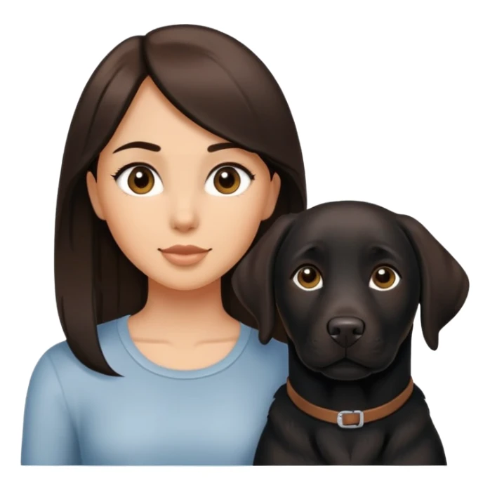 Brunette with a black labrador/american staffordshire dog sticker