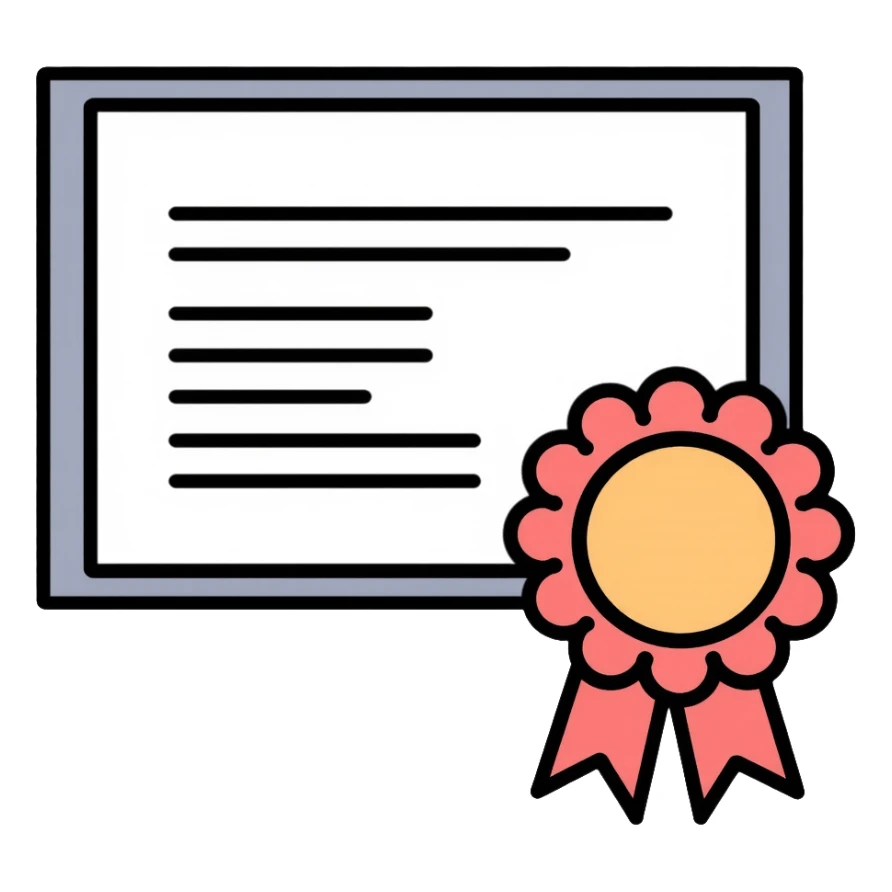 Certificate of achievement with seal sticker