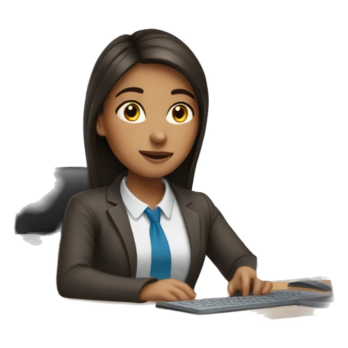 Brunette girl working at office sticker