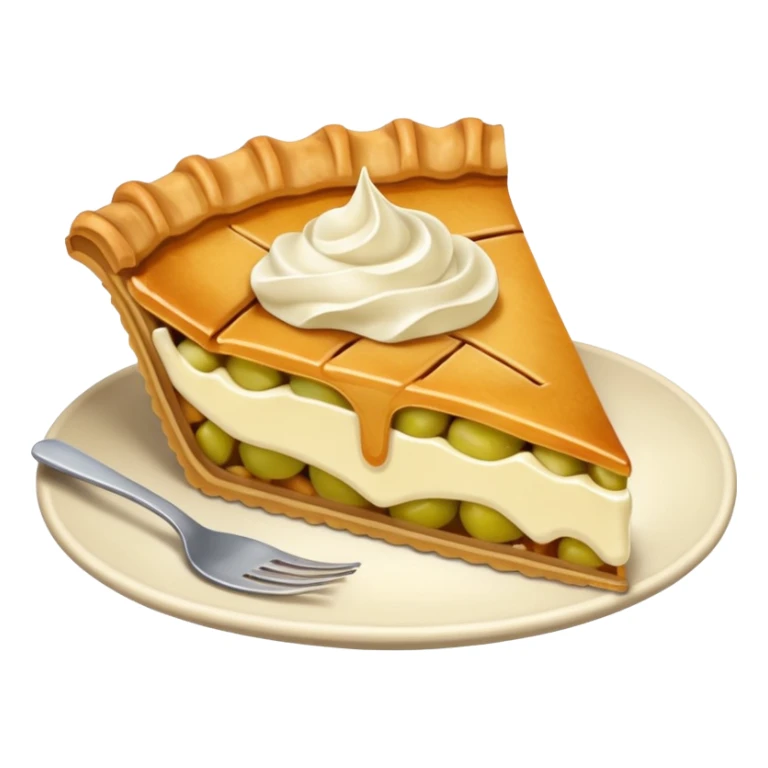 A slice of apple pie with  vanilla  cream sticker