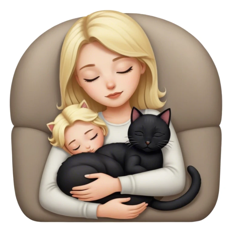 Black kitty sleeping on blonde white girl's lap sticker