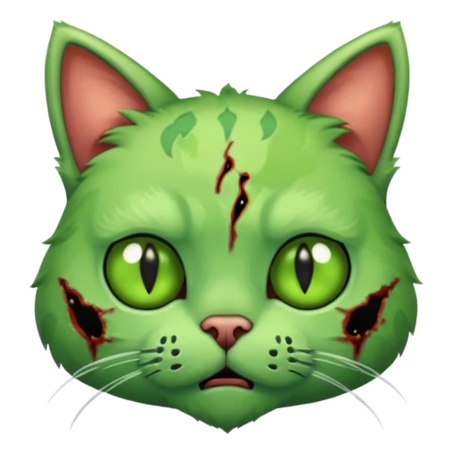 a super cute zombie green cat, look sad but not danger sticker