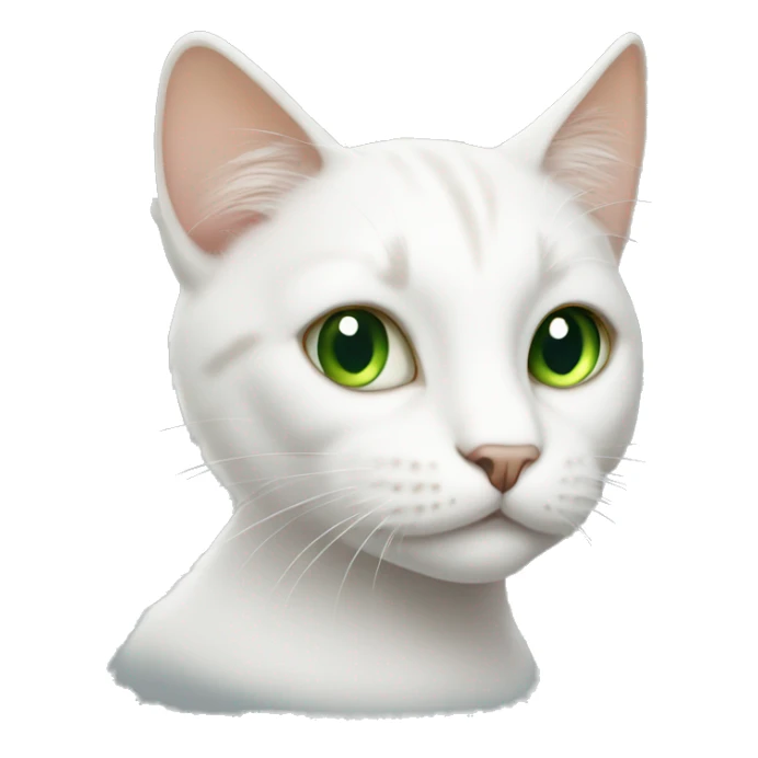 white cat, with light brown spots and tail, and green eyes sticker