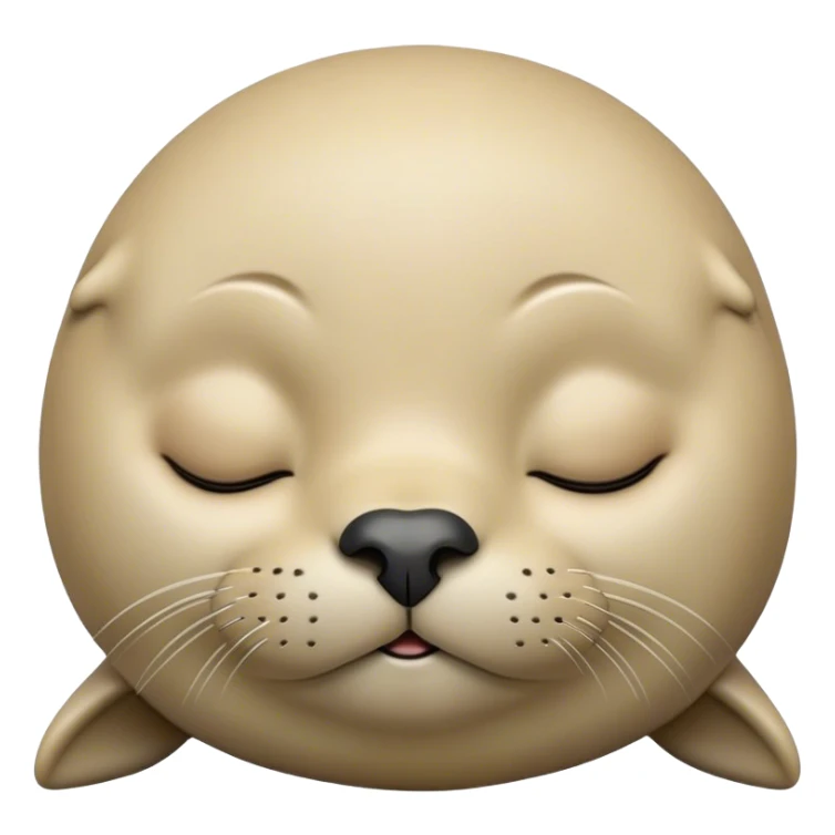 Meme-Worthy cute Sleeping Seal Portrait Emoji, Head resting peacefully with a contented smile, showcasing a luxuriously smooth, glossy form and eyes gently closed in serene slumber, Simplified yet hilariously adorable features, highly detailed, glowing with a soft, drowsy ocean light, high shine, relaxed and utterly lovable, stylized with an air of playful laziness, bright and heartwarming, soft glowing outline, capturing the essence of a sleeping seal that feels destined to become the next viral sensation of adorable rest! sticker