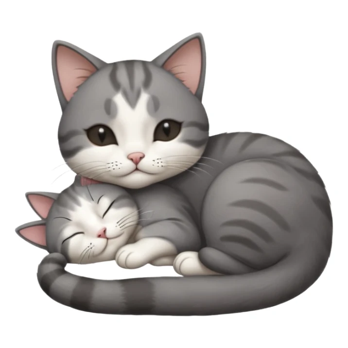 dark grey and white small cat with his eyes closed lying down leaning on its elbow with its paw curled under its head holding it up sticker