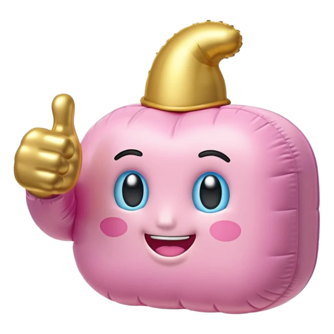 kawaii pink gold and light blue inflatable thumbs up sticker