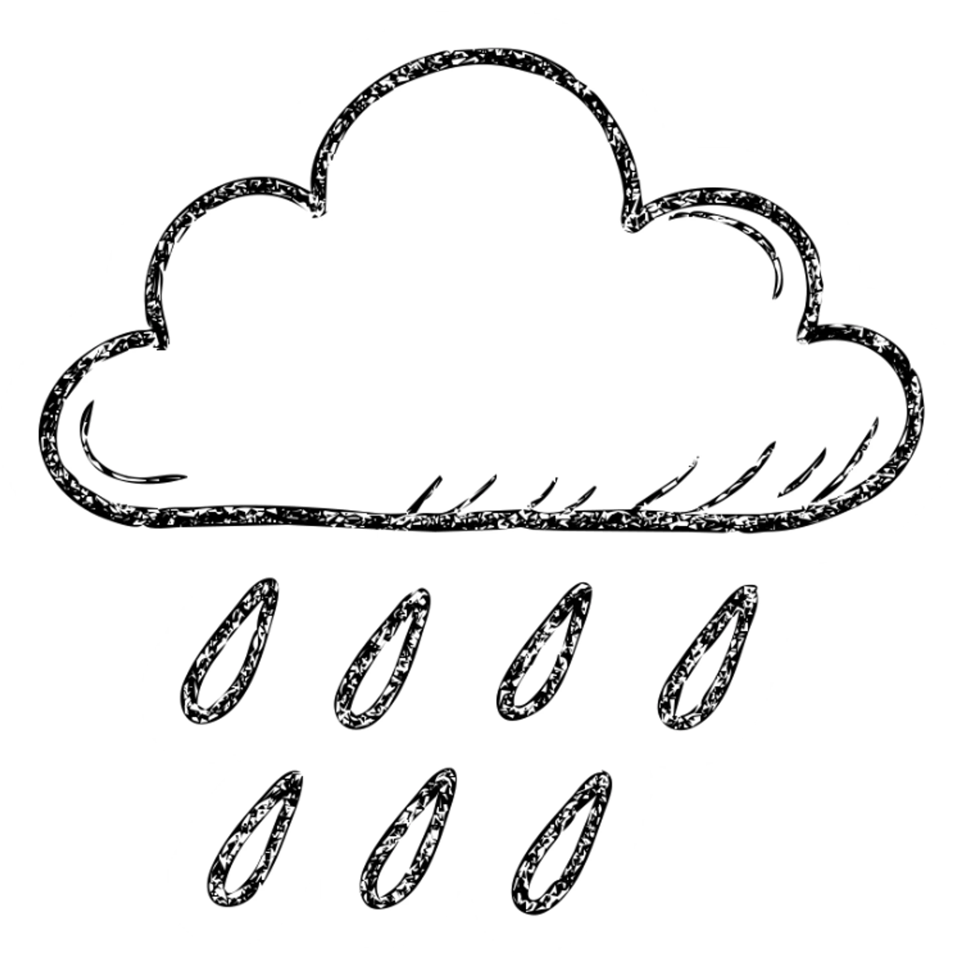 hand-drawn outlined rain icon, sketchy look sticker