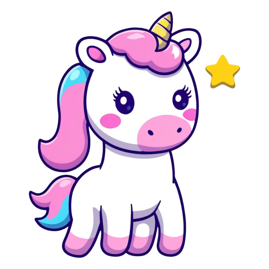 Cute unicorn surrounded by colorful glitter and sparkles sticker